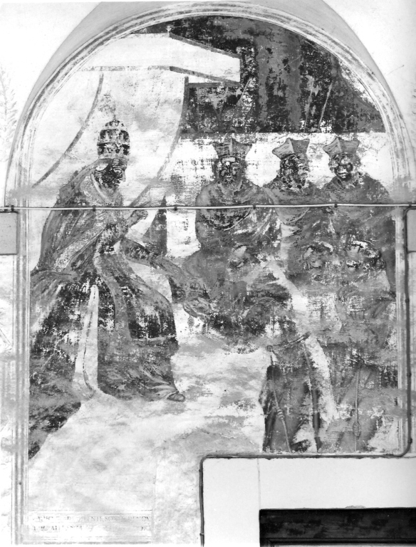 papa Innocenzo III approva la Regola francescana (dipinto, ciclo) - ambito laziale (fine sec. XVII)