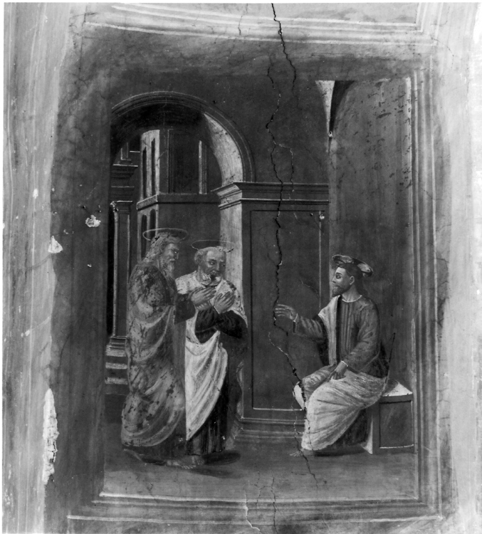 Sant'Andrea conduce San Pietro da Cristo (dipinto, ciclo) di Torresani Alessandro (sec. XVI)