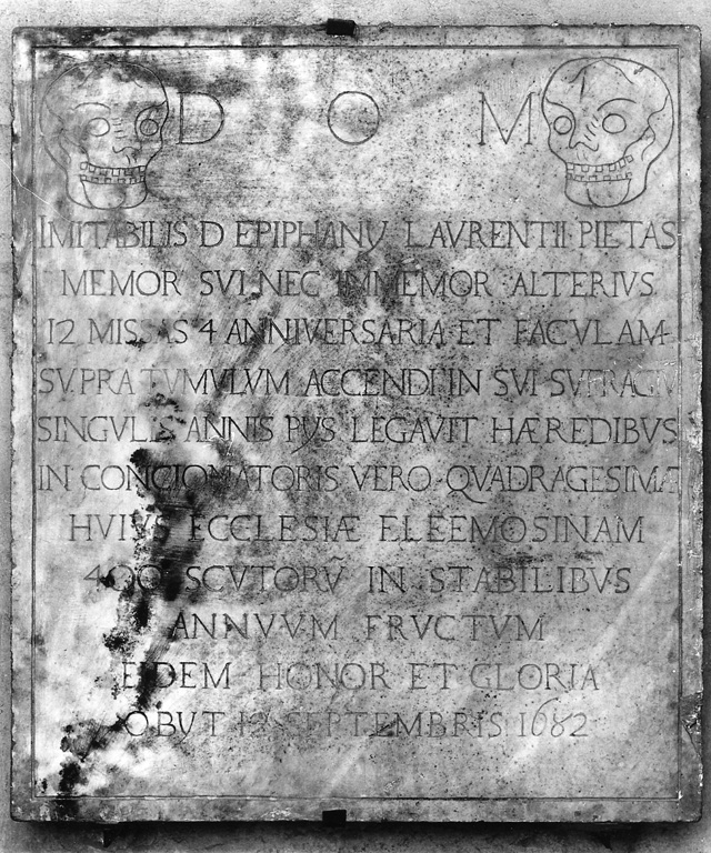 lapide tombale - ambito laziale (sec. XVII)