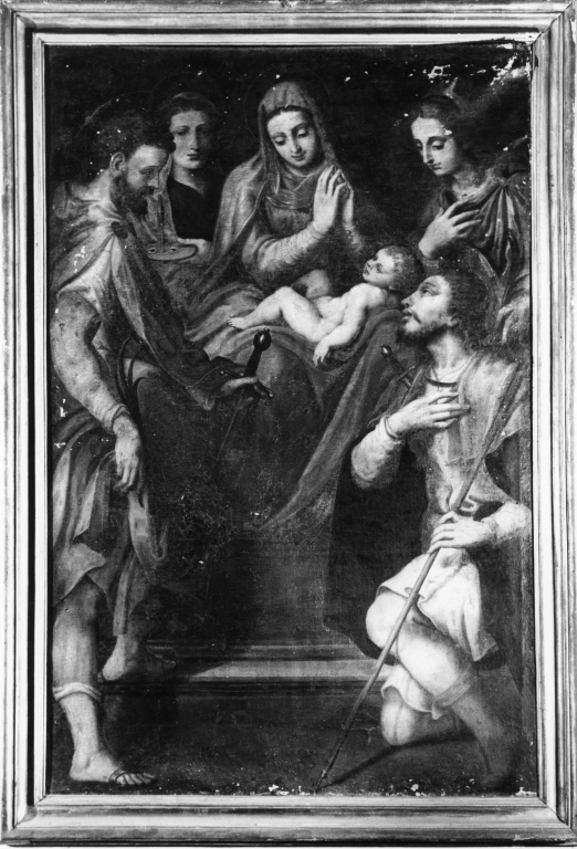 Madonna con Bambino Santa Lucia, Santa Caterina d'Alessandria, santi (dipinto) - ambito senese (?) (fine/inizio secc. XVI/ XVII)
