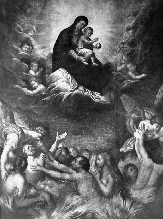 Madonna che intercede per le anime del purgatorio (dipinto) - ambito laziale (sec. XVII)