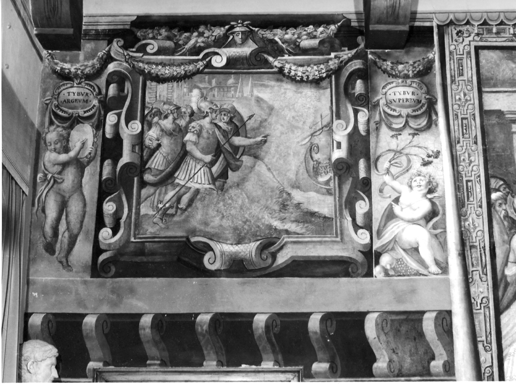 lo sbarco della colonia argiva che fonderà Tivoli (decorazione pittorica, elemento d'insieme) di Zuccari Federico (scuola) (terzo quarto sec. XVI)