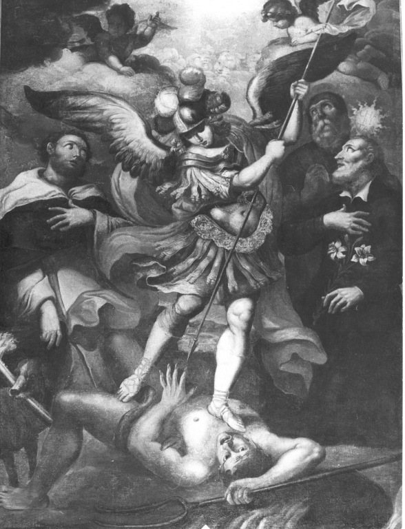 San Michele Arcangelo schiaccia il demonio (dipinto) - ambito italiano (sec. XVII)