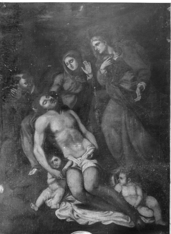 Cristo in pietà tra la Madonna, Santa Maria Maddalena e Sant'Antonio da Padova (dipinto) di Carracci Annibale (maniera) (fine/inizio secc. XVI/ XVII)