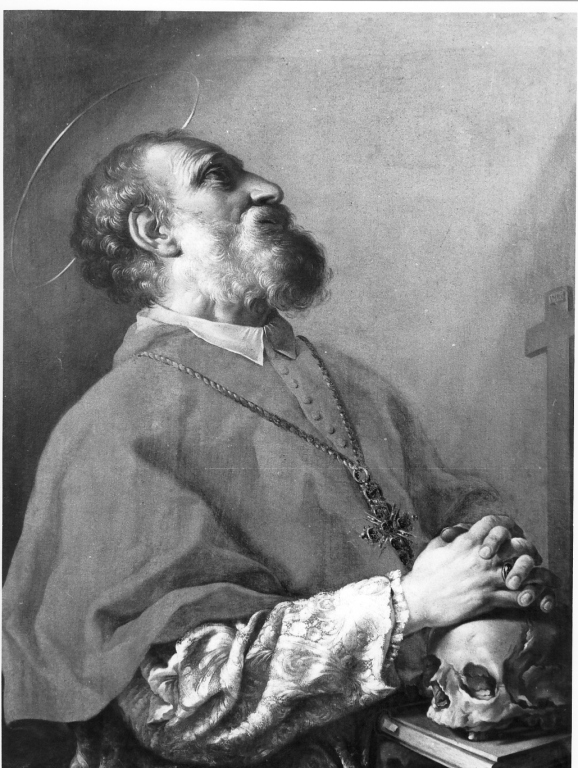 Santo in preghiera (dipinto) di Corvi Domenico (maniera) (metà sec. XVIII)
