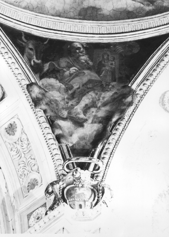 San Luca scrive il vangelo (dipinto) di Courtois Guillaume detto Borgognone (cerchia) (sec. XIX)
