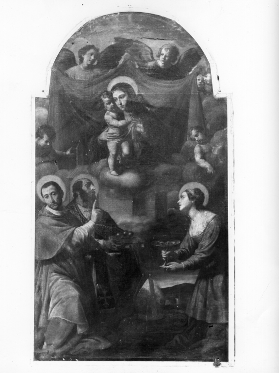 Madonna di Loreto, Santa Lucia, San Nicola di Bari, Santo vescovo (dipinto) - ambito viterbese (sec. XVII)