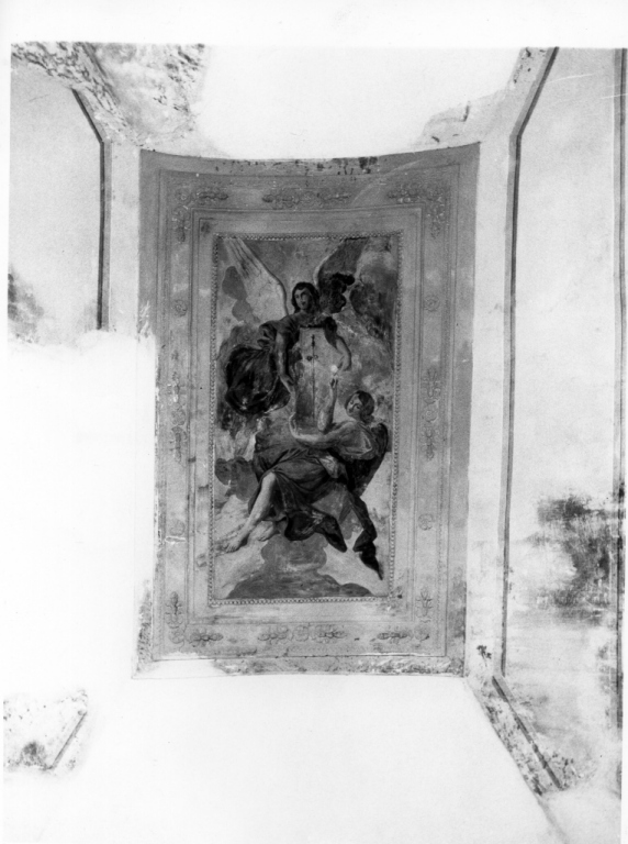 angeli reggenti uno scudo (dipinto) - ambito laziale (sec. XVIII)