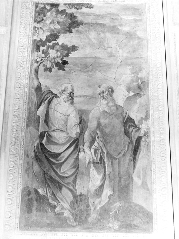 San Pietro e San Paolo si dividono (dipinto) di Gentileschi Orazio (scuola) (sec. XVI)