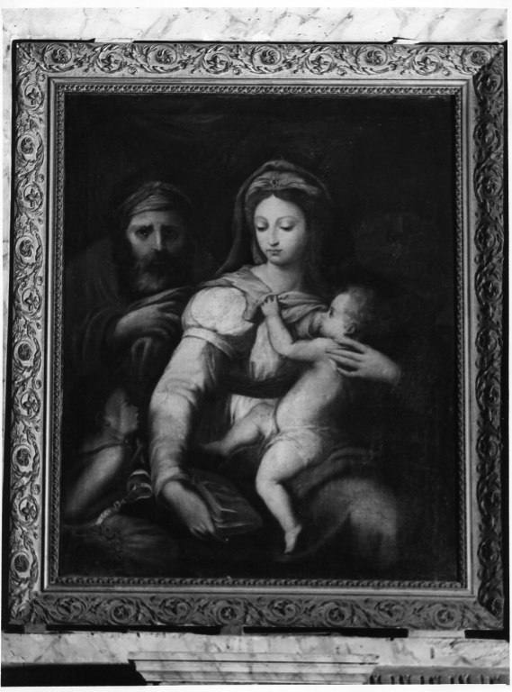 Sacra Famiglia con San Giovanni Battista bambino (dipinto) - ambito laziale (fine sec. XVI)