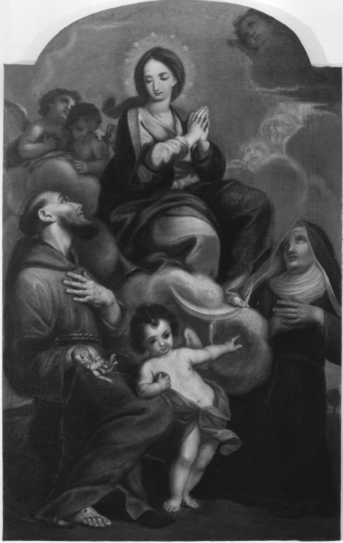 Madonna Immacolata con San Francesco e Santa Chiara (dipinto) - ambito laziale (prima metà sec. XVIII)