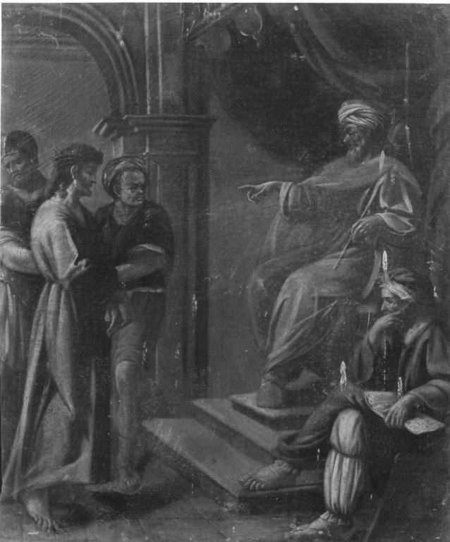 stazione I: Gesù condannato a morte (dipinto, serie) - ambito napoletano (sec. XVIII)