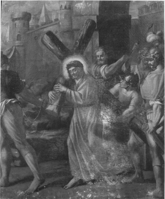 stazione II: Gesù caricato della croce (dipinto, serie) - ambito napoletano (sec. XVIII)
