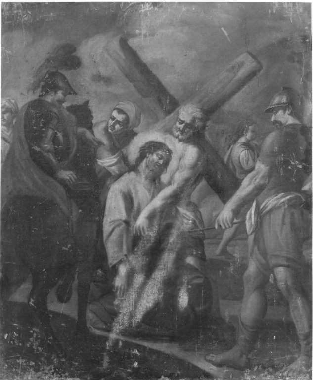 stazione VII: Gesù cade sotto la croce la seconda volta (dipinto, serie) - ambito napoletano (sec. XVIII)