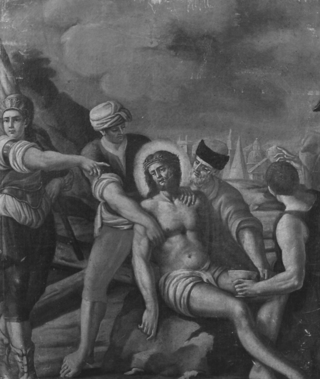 stazione X: Gesù spogliato e abbeverato di fiele (dipinto, serie) - ambito napoletano (sec. XVIII)