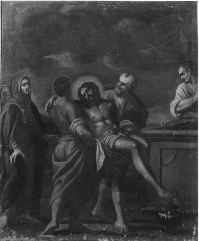 stazione XIV: Gesù deposto nel sepolcro (dipinto, serie) - ambito napoletano (sec. XVIII)