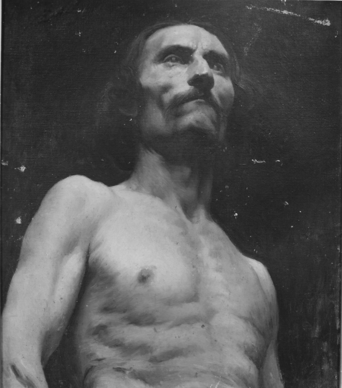 figura d'uomo nudo a mezzo busto (dipinto) - ambito napoletano (fine sec. XIX)