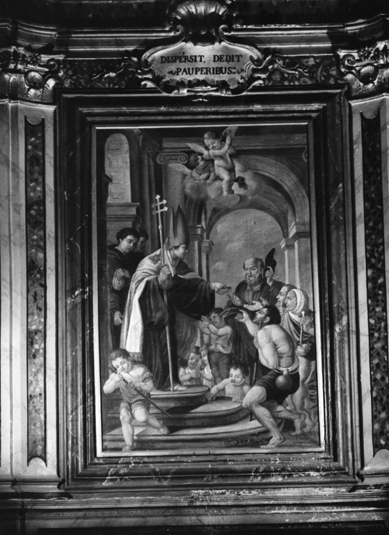 San Tommaso da Villanova distibuisce l'elemosina ai poveri (dipinto) - ambito viterbese (sec. XVIII)