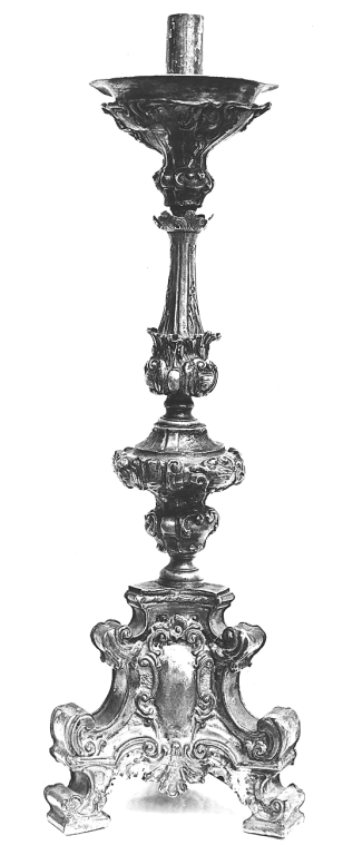 candeliere, serie - bottega romana (sec. XVIII)