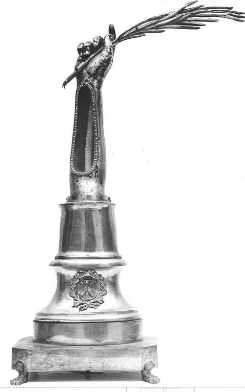reliquiario antropomorfo - a braccio - bottega romana (fine/inizio secc. XVIII/ XIX)