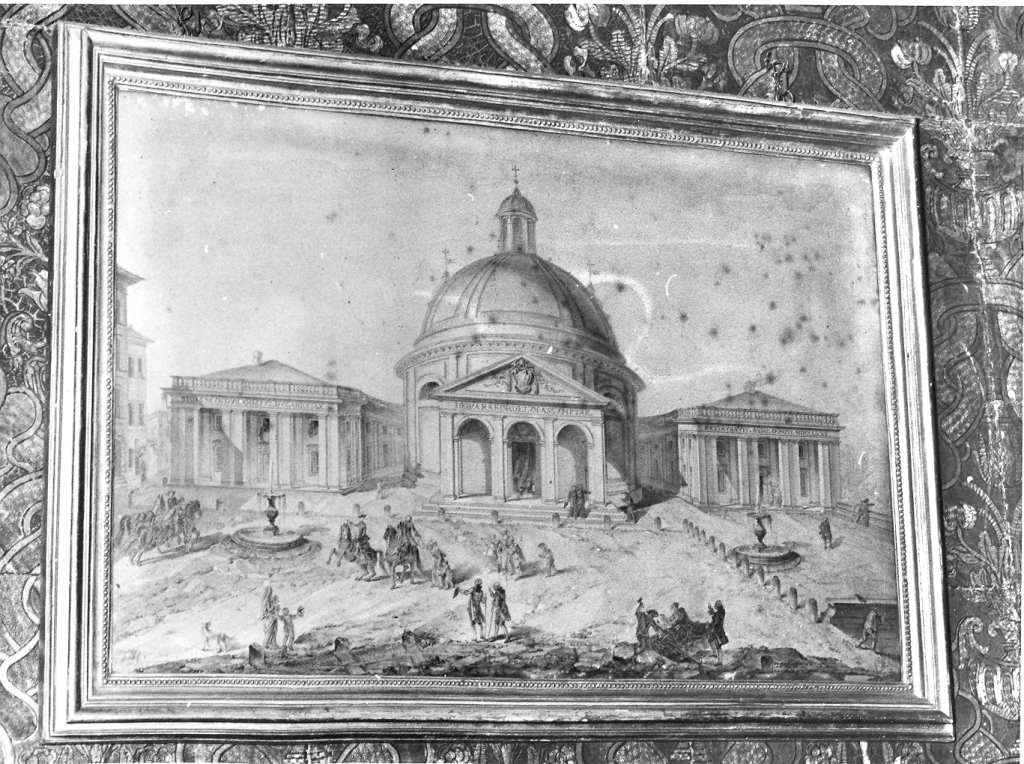 veduta della piazza di Ariccia col complesso dell'Assunta (dipinto) di Stern Giovanni (terzo quarto sec. XVIII)