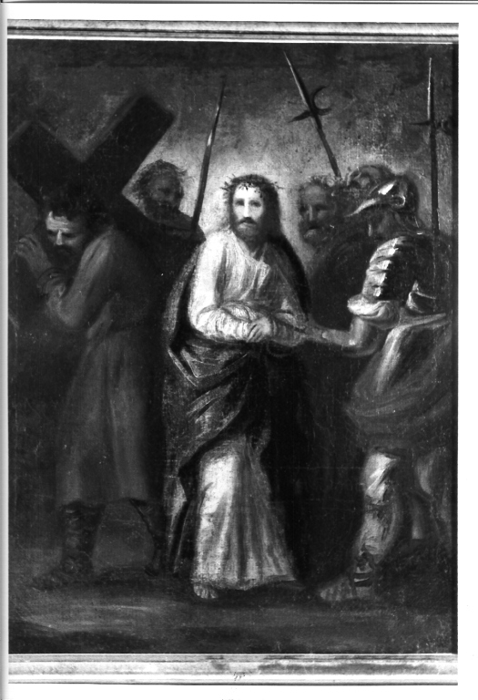 stazione V: Gesù aiutato da Simone il Cireneo a portare la croce (dipinto) - ambito laziale (fine sec. XVIII)