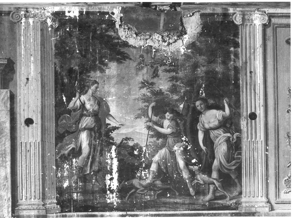 Diana cacciatrice con le ninfe (dipinto, complesso decorativo) - ambito Italia centrale (seconda metà sec. XVIII)