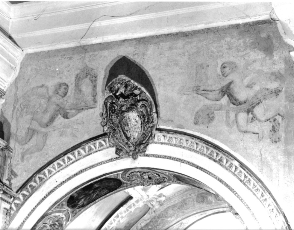 angioletti con modellini architettonici (dipinto, complesso decorativo) - ambito romano (fine/inizio secc. XVI/ XVII)