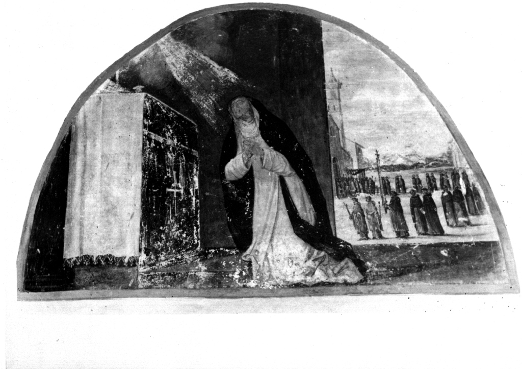 intercessione della Beata Colomba per la peste a Perugia (dipinto) di Manenti Vincenzo (prima metà sec. XVII)