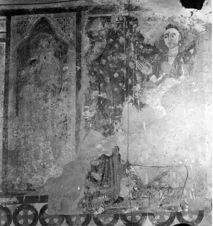 apostolo e Cristo con San Giovanni (dipinto, frammento) - ambito laziale (secc. XII/ XIII, sec. XIV)