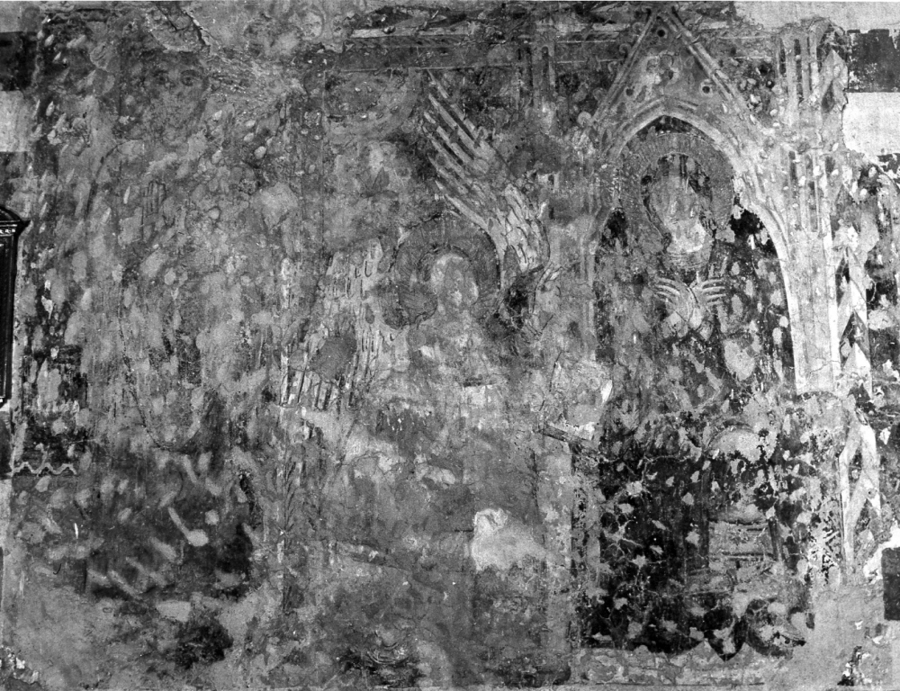 Annunciazione e una santa (dipinto, frammento) - ambito laziale (sec. XV)