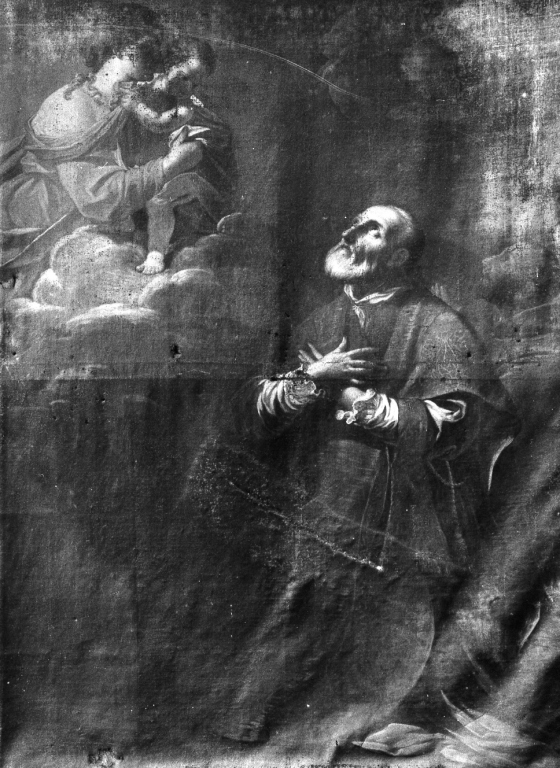 San Filippo Neri ha la visione della Madonna con Bambino (dipinto) - ambito romano (sec. XVII)