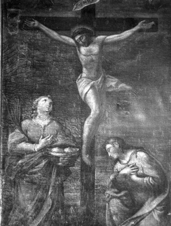 Cristo crocifisso tra San Giovanni e Sant'Agata (dipinto) - ambito laziale (sec. XVII)
