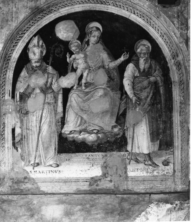 Madonna con Bambino in gloria e i santi Martino e Antonio (dipinto) - ambito viterbese (sec. XVI)