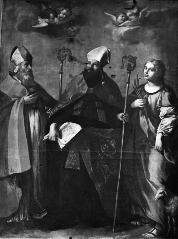 San Bonaventura tra Santo vescovo e Sant'Agnese (dipinto) - ambito romano (prima metà sec. XVII)