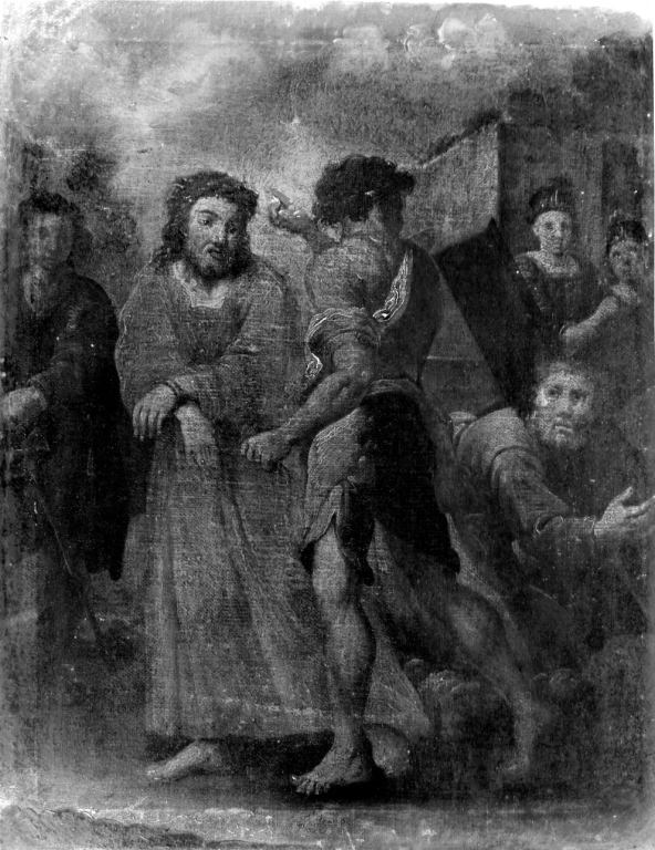 stazione V: Gesù aiutato da Simone il Cireneo a portare la croce (dipinto, ciclo) - ambito tosco-romano, ambito laziale (primo quarto sec. XVIII)