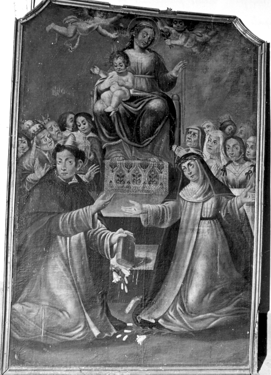Madonna del Rosario con San Domenico e Santa Caterina da Siena (dipinto) - ambito laziale (sec. XVIII)