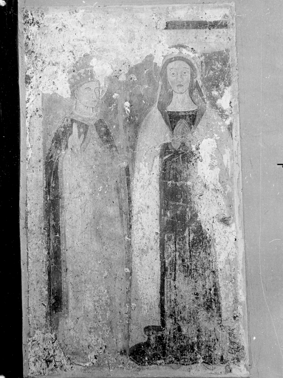 vescovo e santa (dipinto) - ambito laziale (sec. XV)