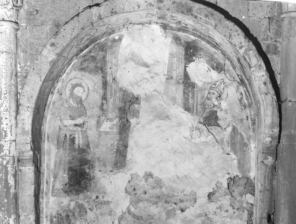 Madonna in trono con Bambino e Santi (dipinto, frammento) - ambito laziale (inizio sec. XV)