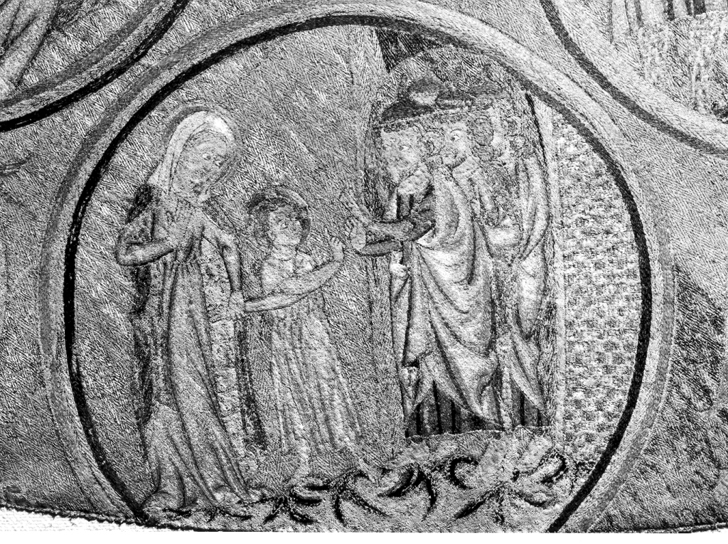 Gesù Bambino ritrovato dalla Madonna (decorazione a ricamo) - manifattura inglese (sec. XIII)
