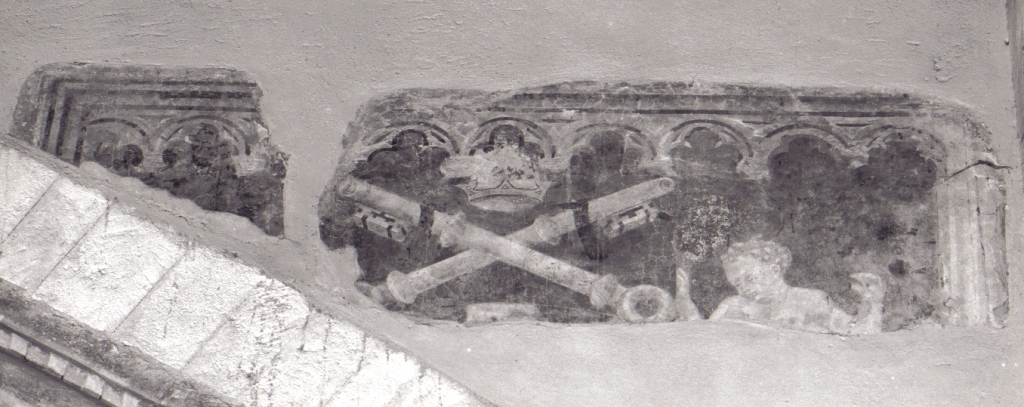 stemma papale (dipinto, frammento) - ambito laziale (sec. XV)