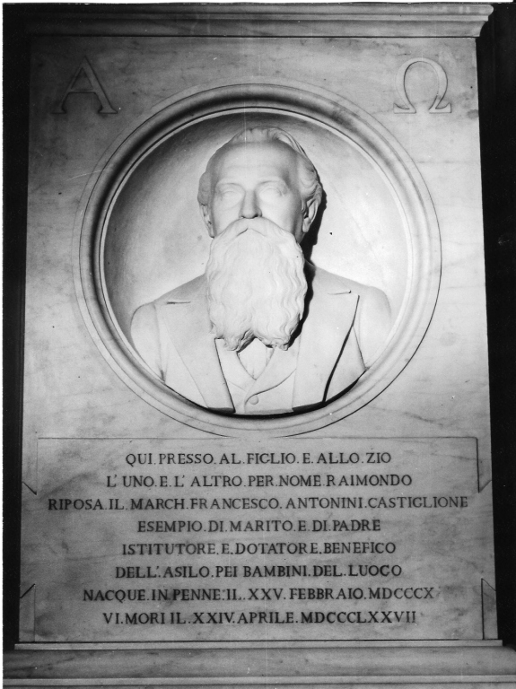 busto ritratto di Francesco Antonini Castiglione (rilievo) - ambito laziale (sec. XIX)
