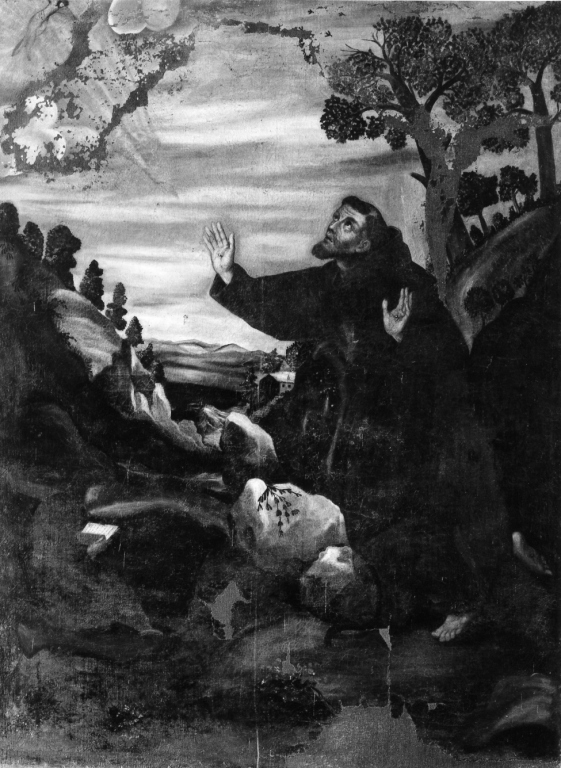 San Francesco d'Assisi riceve le stimmate (dipinto) - ambito laziale (prima metà sec. XVII)