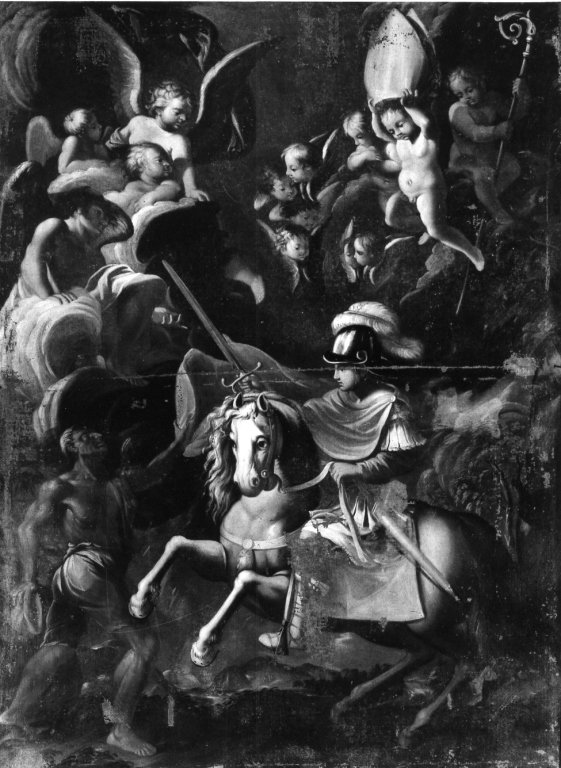 San Martino dona parte del mantello al povero (dipinto) di Passeri Giuseppe (maniera) (seconda metà sec. XVII)