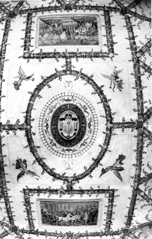 Scene di battaglia. Trionfo di Marco Antonio Colonna. Decorazioni ed emblemi (decorazione pittorica) di Zuccari Federico (maniera) (seconda metà sec. XVI)