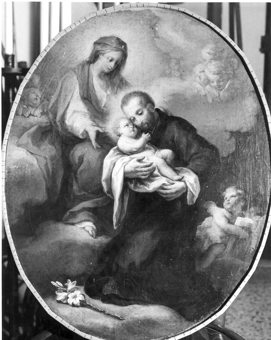 S. Filippo Neri con Gesù Bambino al cospetto della Madonna (dipinto) di De Matteis Paolo (attribuito) (fine/inizio secc. XVII/ XVIII)