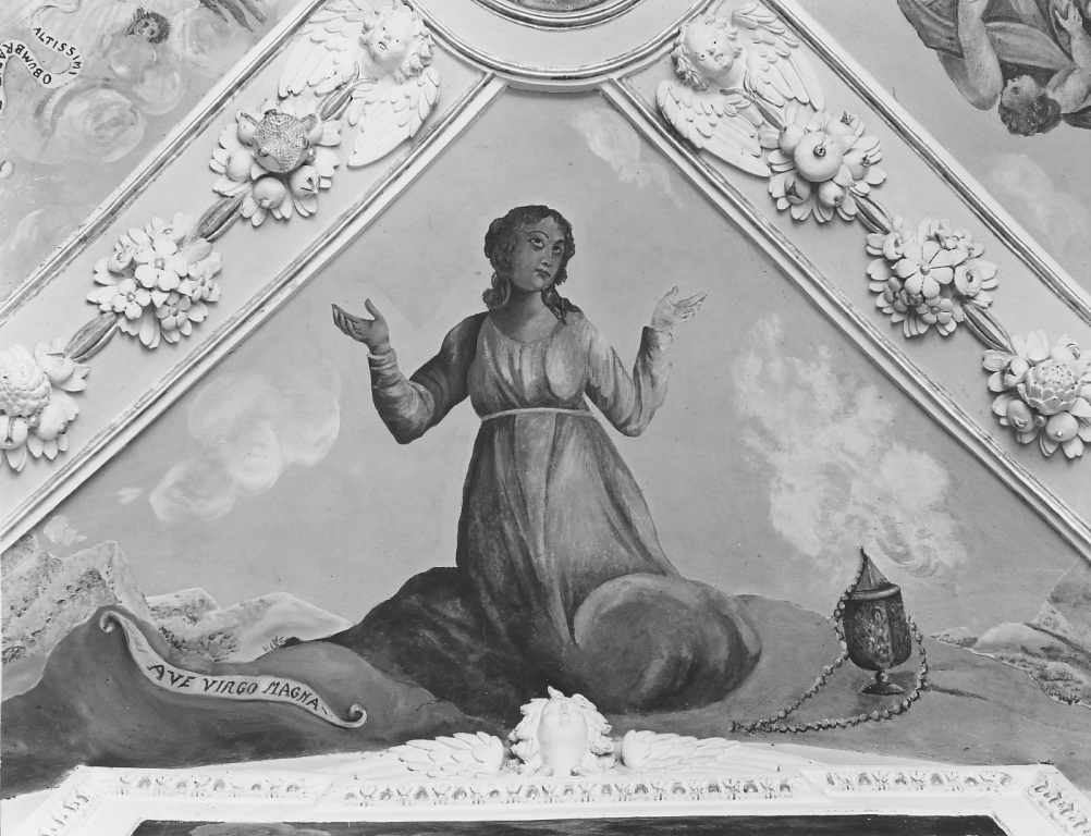 figura allegorica dell' Orazione (dipinto) - ambito laziale (ultimo quarto sec. XVII, secc. XIX/ XX)