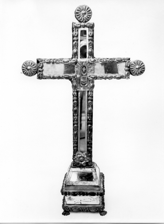 reliquiario - a croce - ambito laziale (sec. XIX)