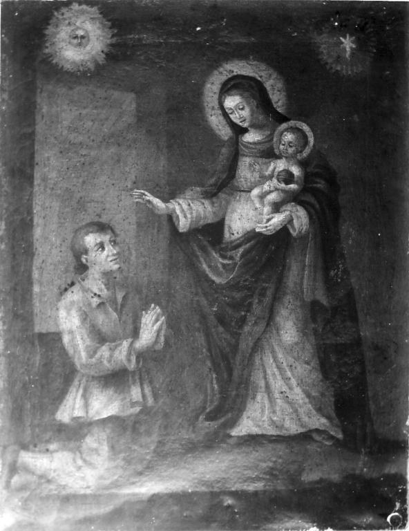 Madonna con Bambino e devoti (dipinto) di Bisini Venanzio (sec. XVIII)