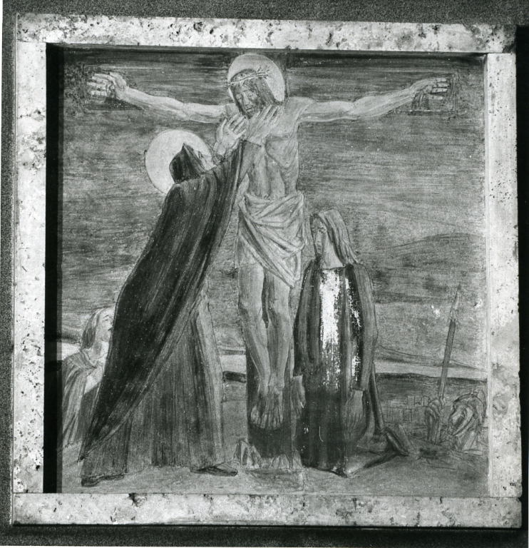 stazione XII: Gesù innalzato e morto in croce (dipinto) di Papi Federigo (sec. XX)